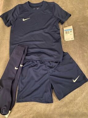 Nike Navy Blue Youth Athletic Set with White Swooshes